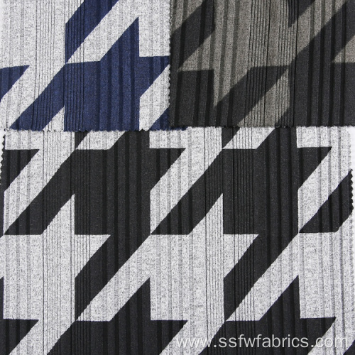 Grey Black Special Rib Pattern Geometric Print Fabric